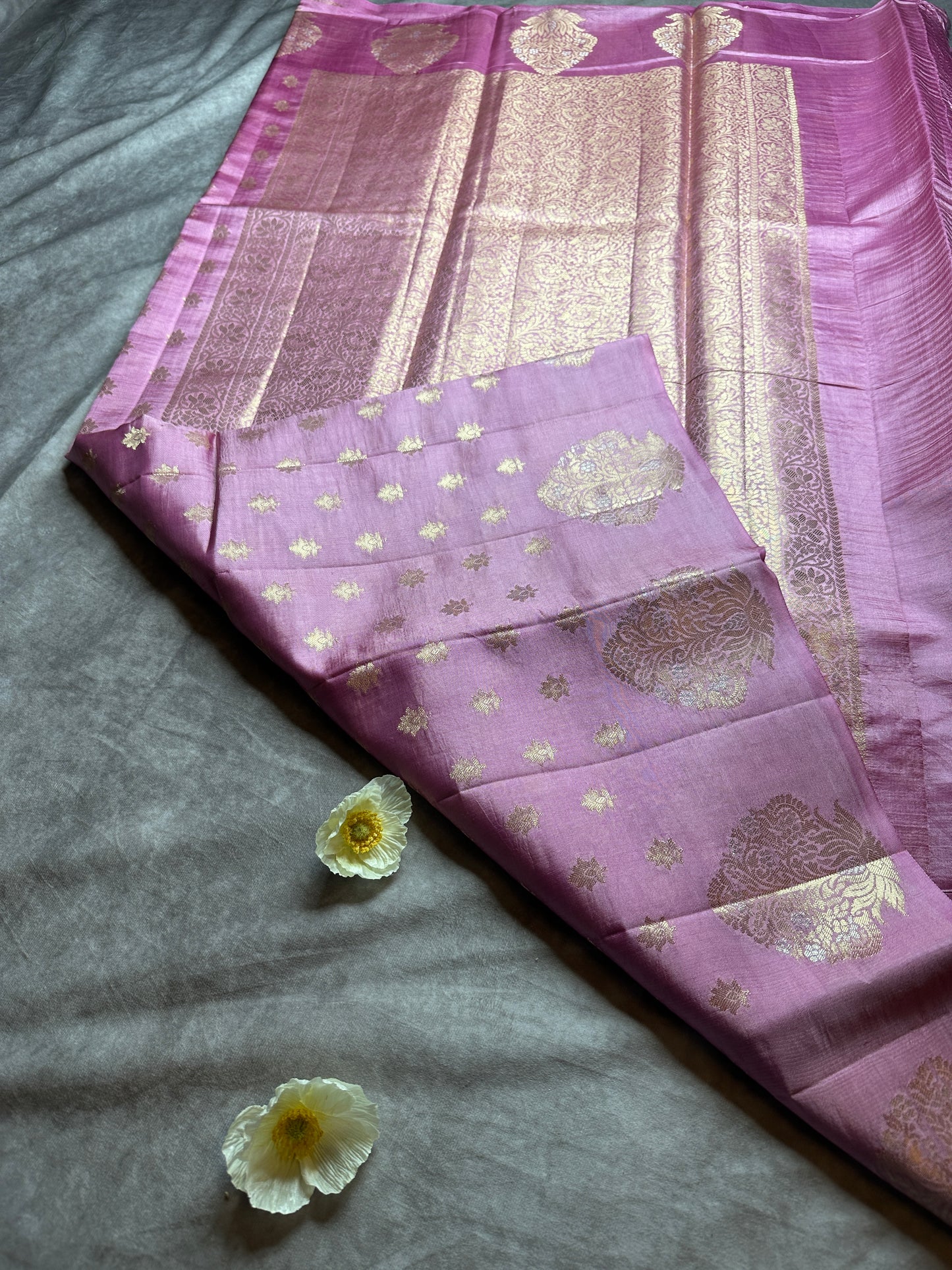 Pink Raw mango pure silk saree