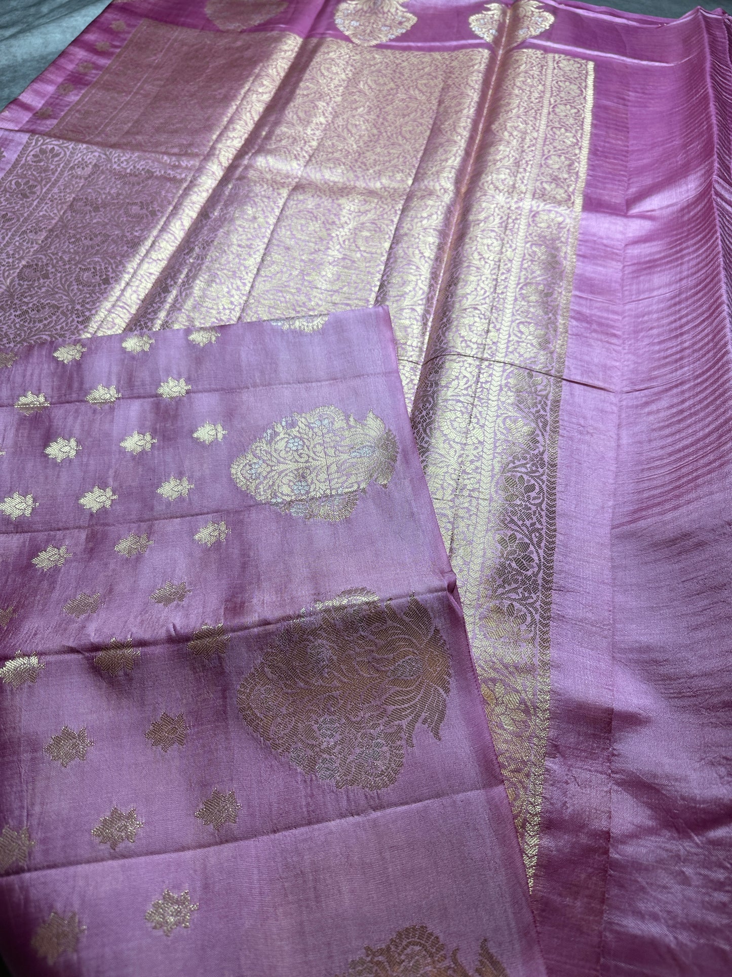 Pink Raw mango pure silk saree