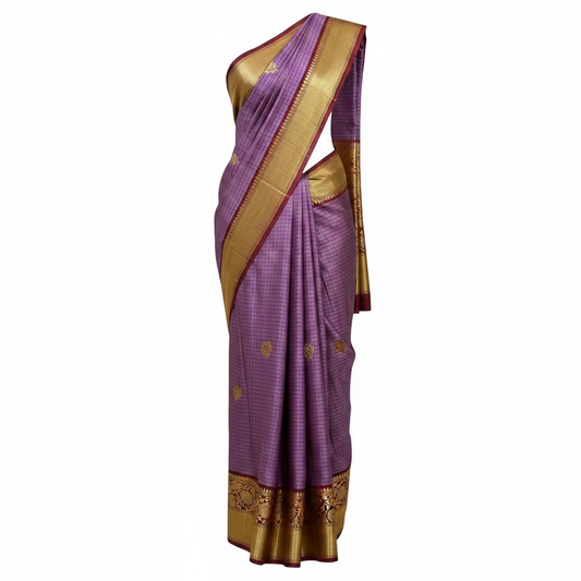 Lavender semi silk saree