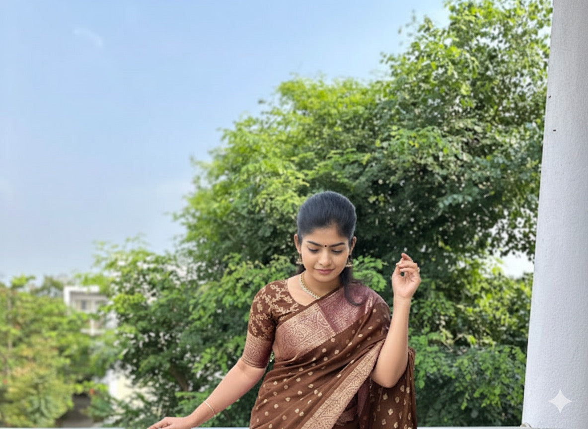 Coffee Brown netra crepe saree