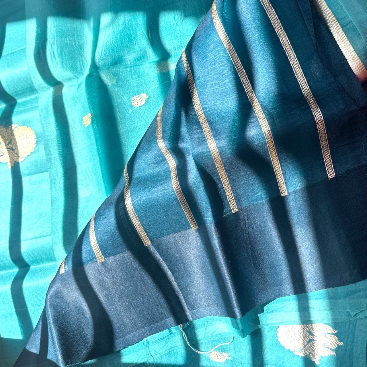 Sky blue Pure organza silk saree
