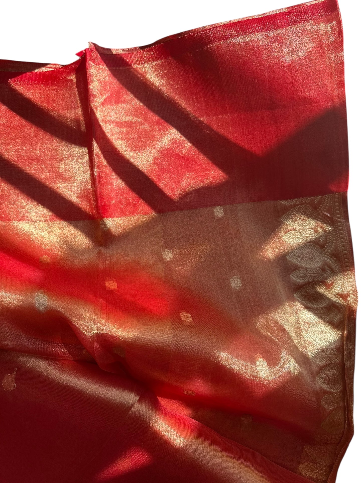 Orange Pure Katan tissue silk saree