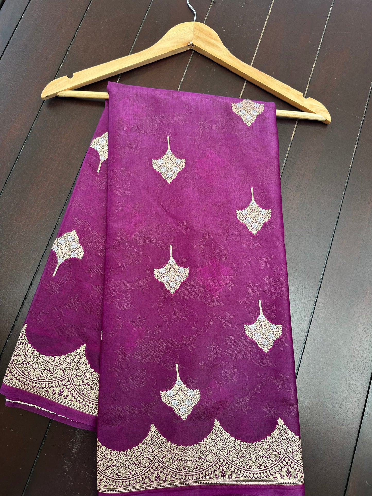 VIOLET DUPION SILK SONA ROOPA SAREE