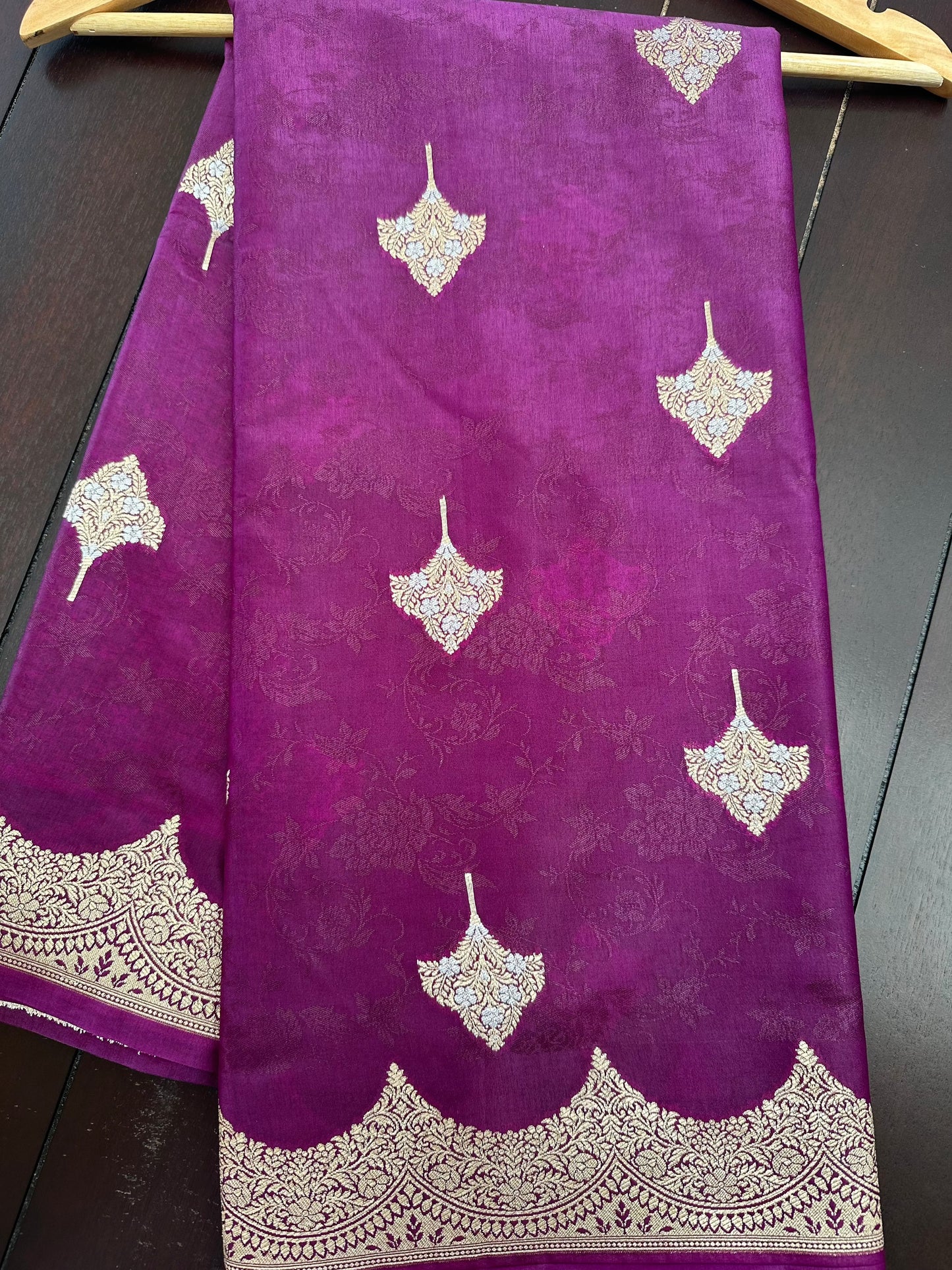 VIOLET DUPION SILK SONA ROOPA SAREE