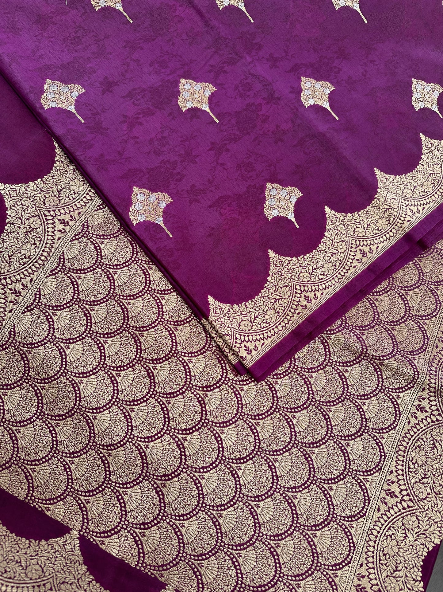 VIOLET DUPION SILK SONA ROOPA SAREE