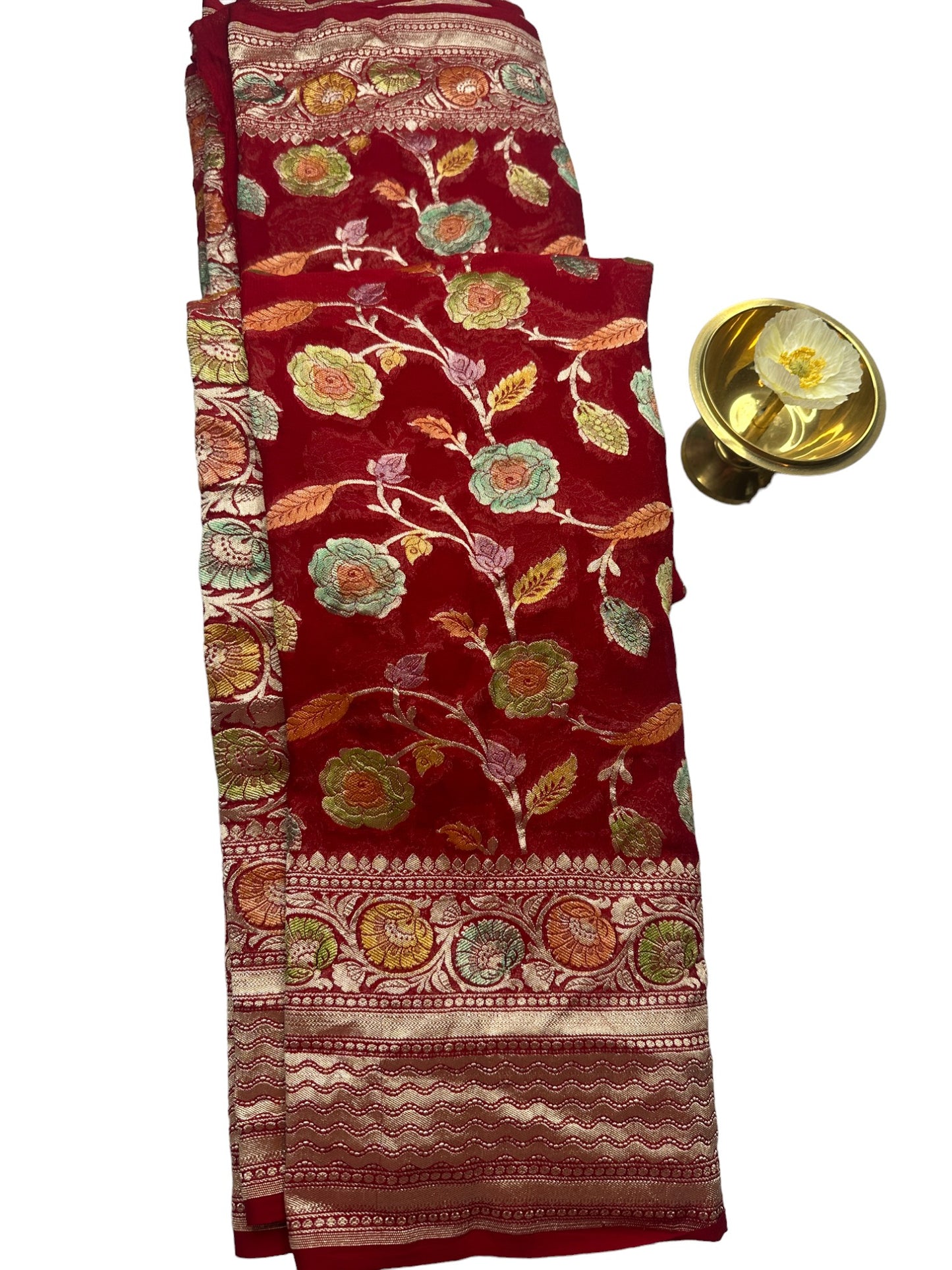 Red pure georgette saree