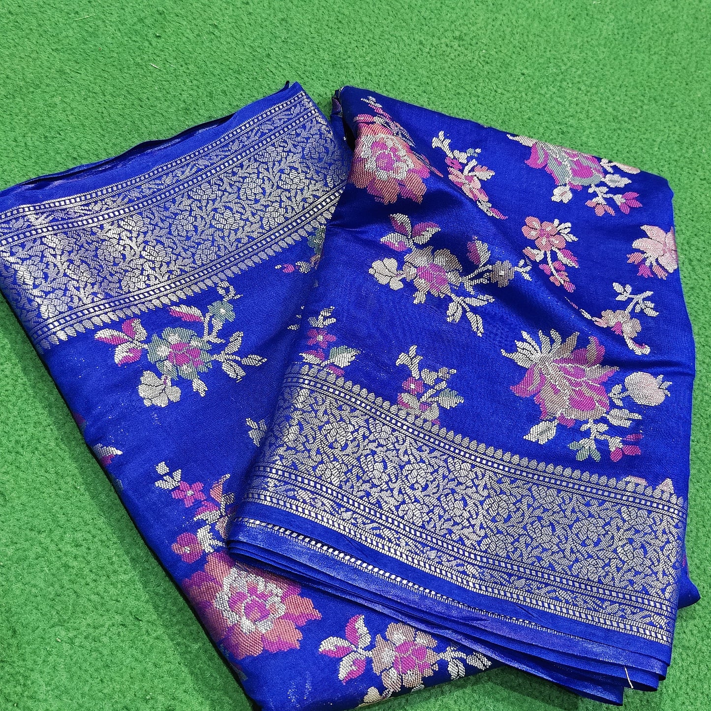 BLUE PURE CHINIYA SILK SAREE