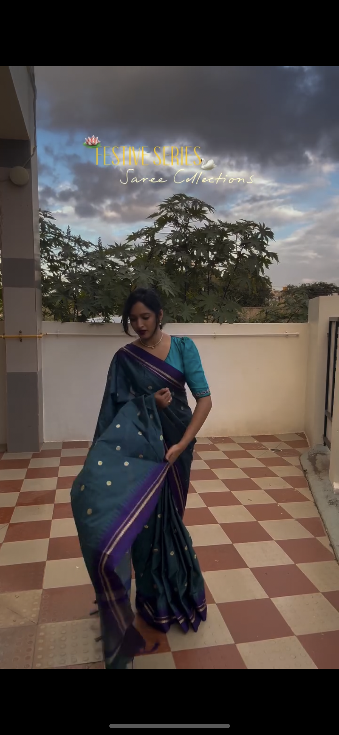 Peacock green semi silk saree