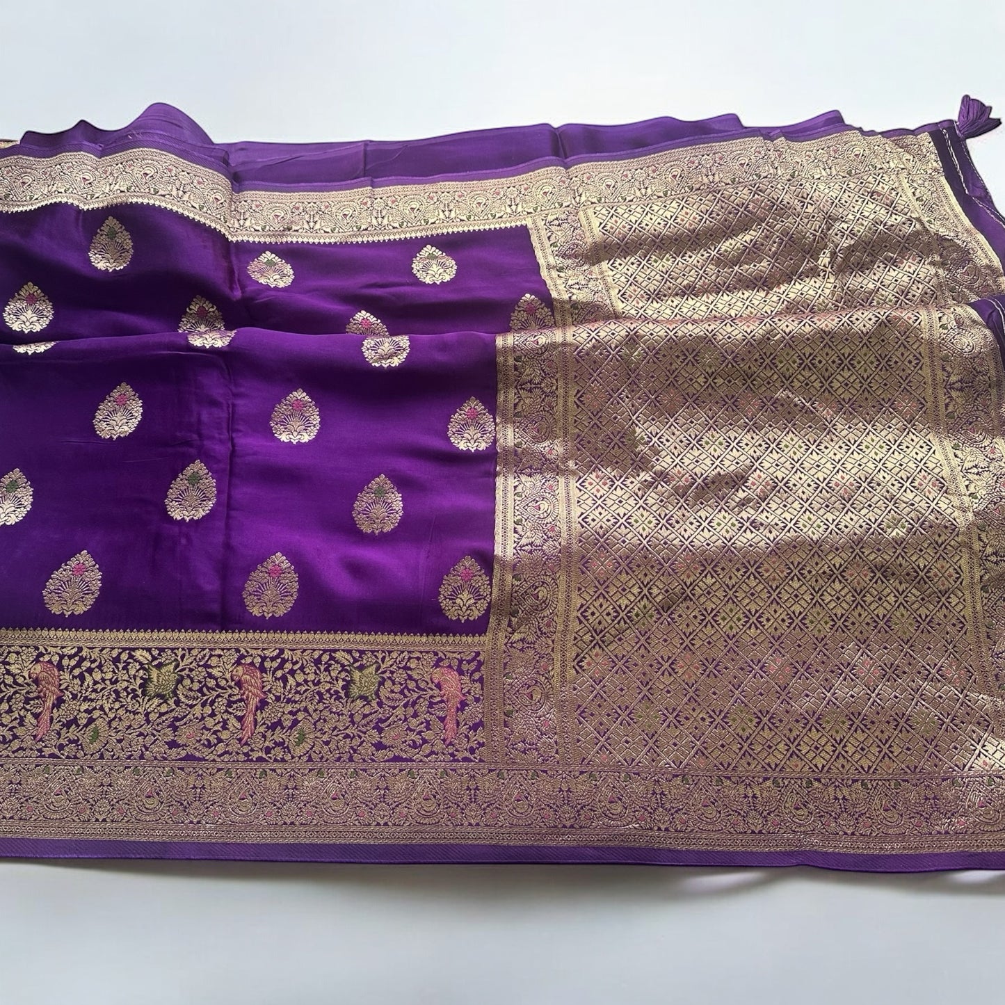 Purple mashru satin silk saree