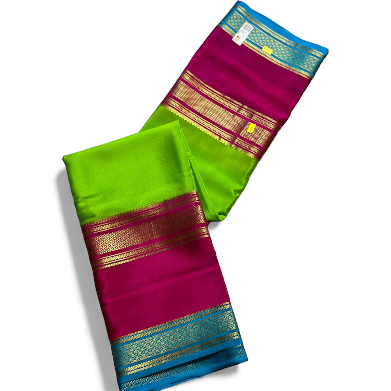 PARROT GREEN PURE CREPE 3D BIG BENTEX SAREE
