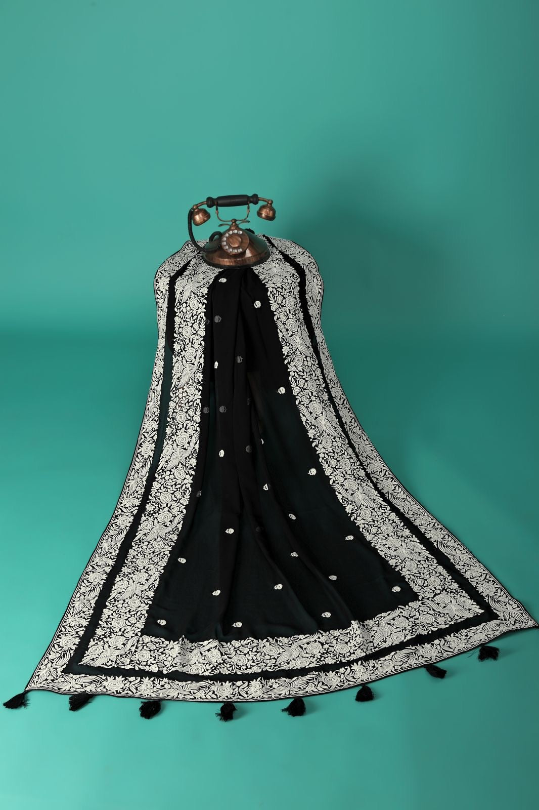 Black embroidery saree