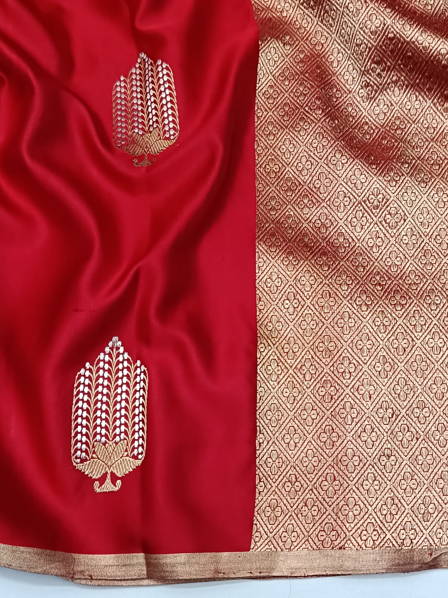 Red mashru silk saree- pre order