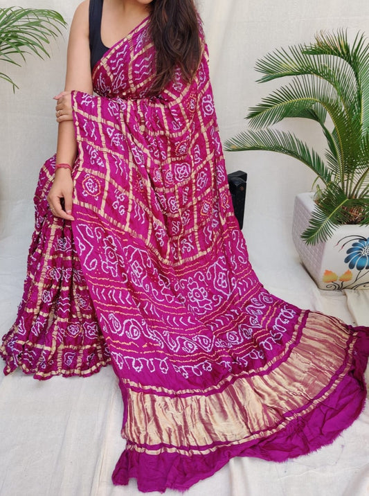 PURPLE PURE GAJJI GHARCHOLA SAREE