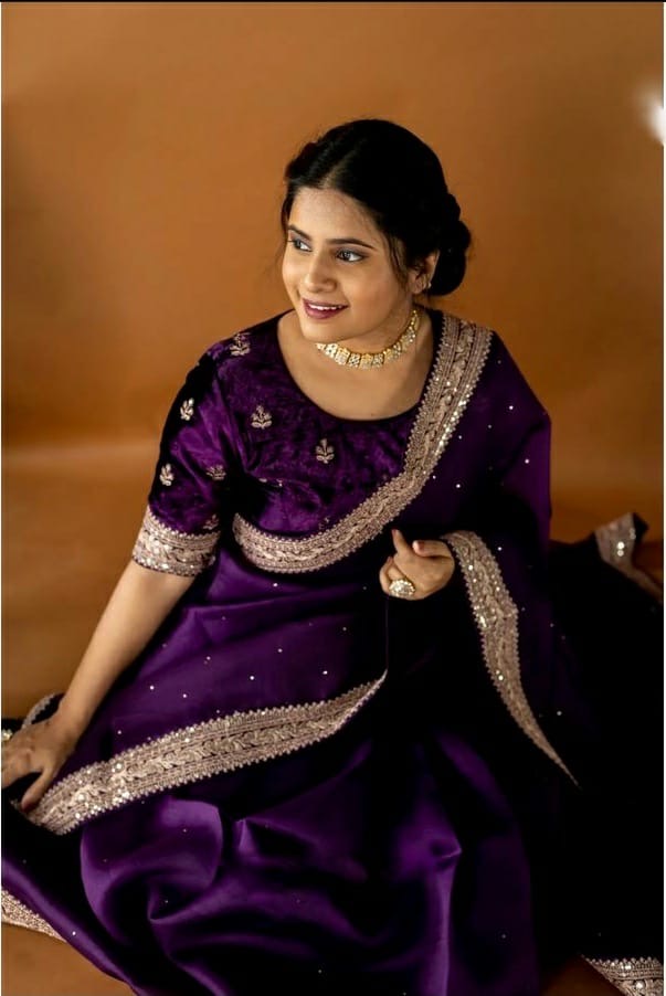 Purple Sabyasachi viscouse organza saree