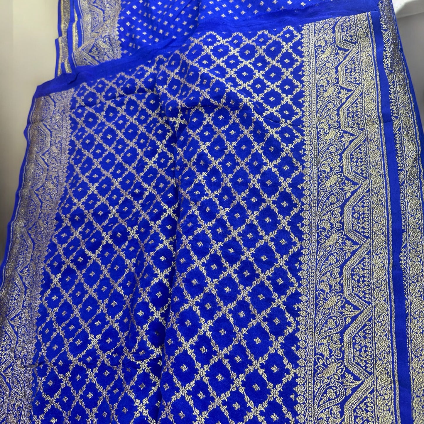 Royal blue pure crepe silk saree