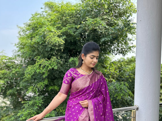 French violet netra crepe saree