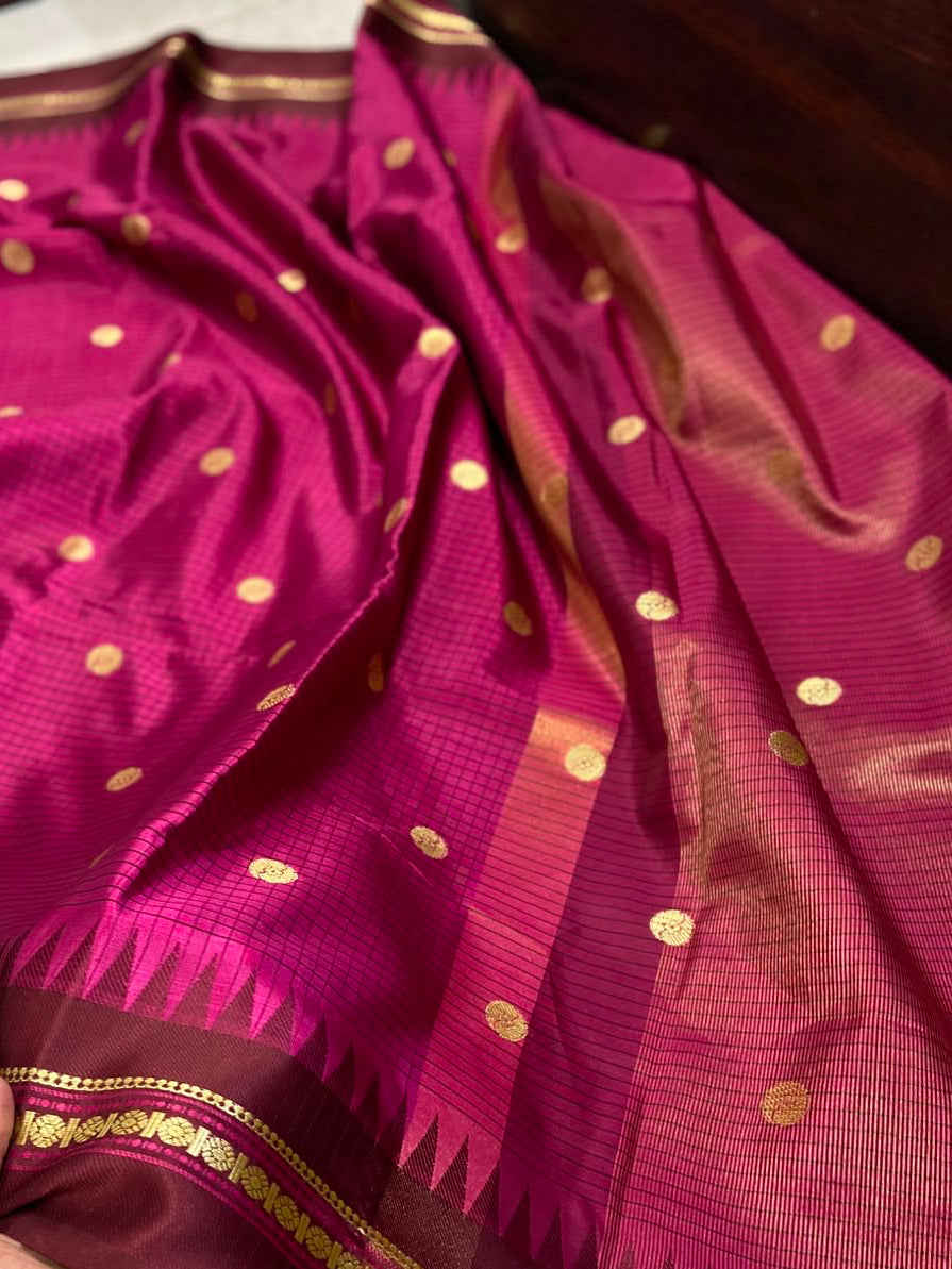 Magenta pink semi silk saree