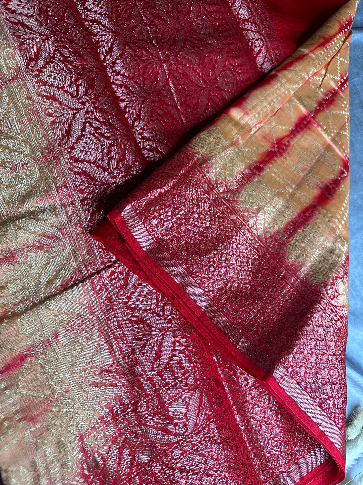 Tie dye pure chiniya silk saree