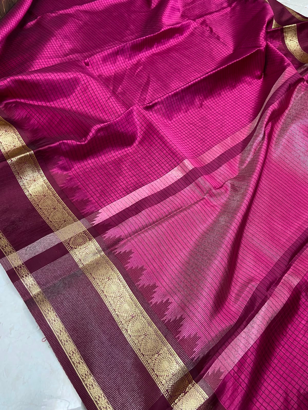 Magenta pink semi silk saree