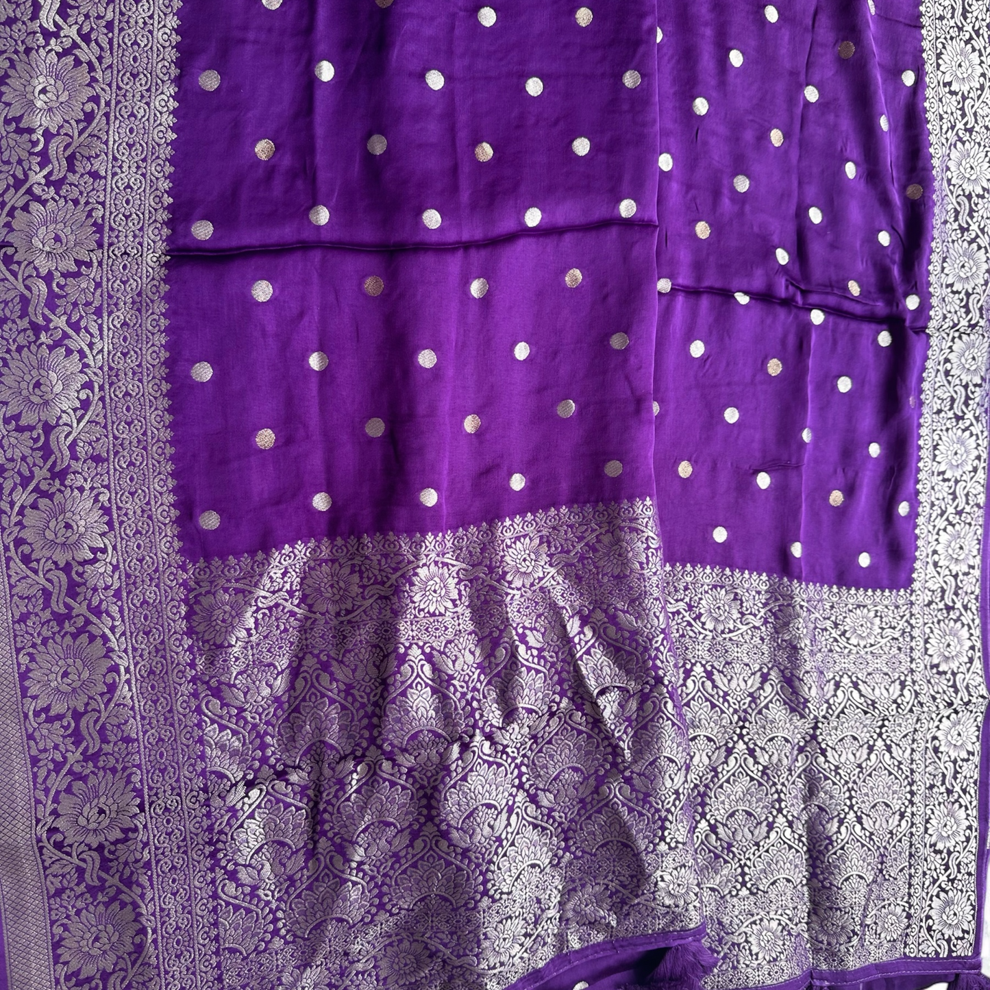 Purple mashru satin silk saree