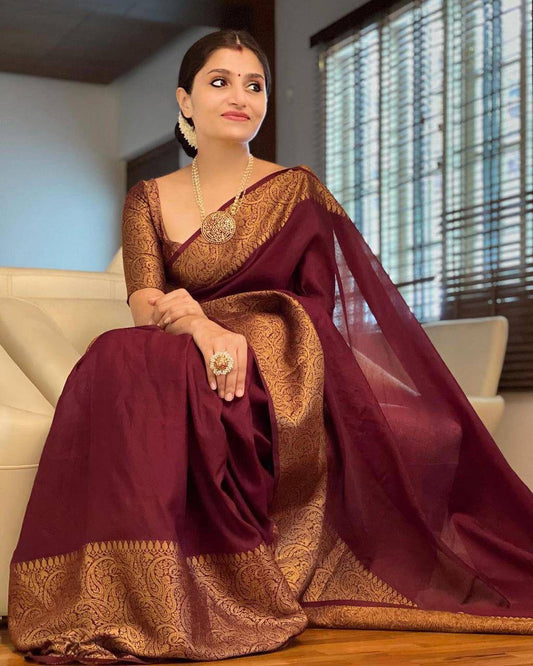 BROWN LICHI BANARASI SAREE