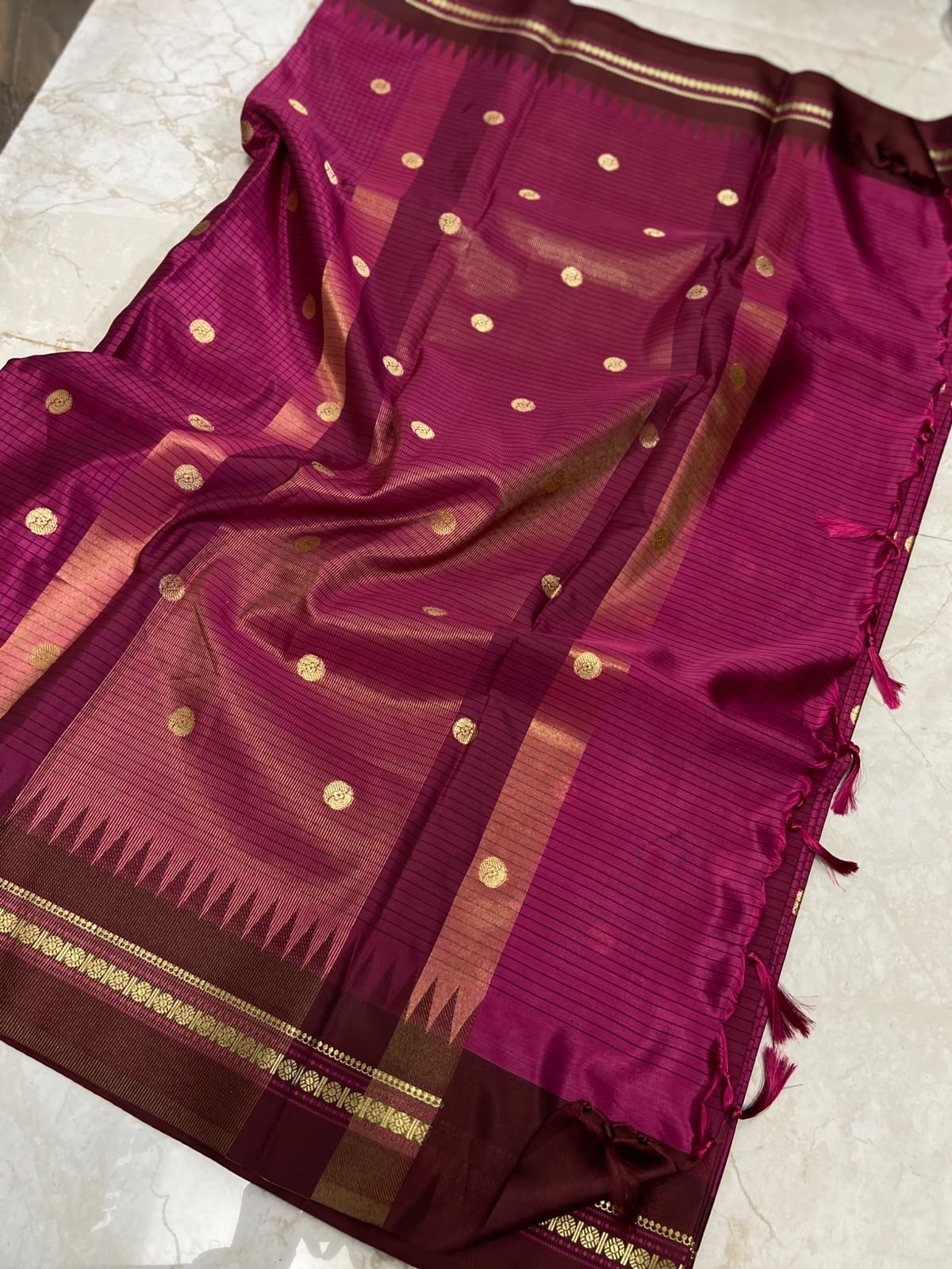Magenta pink semi silk saree