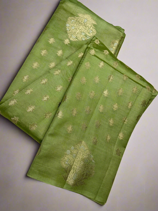 Pista green Raw mango pure silk saree