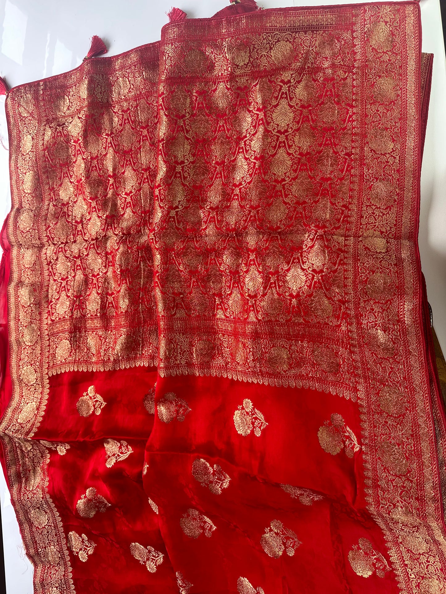 Red mashru satin saree