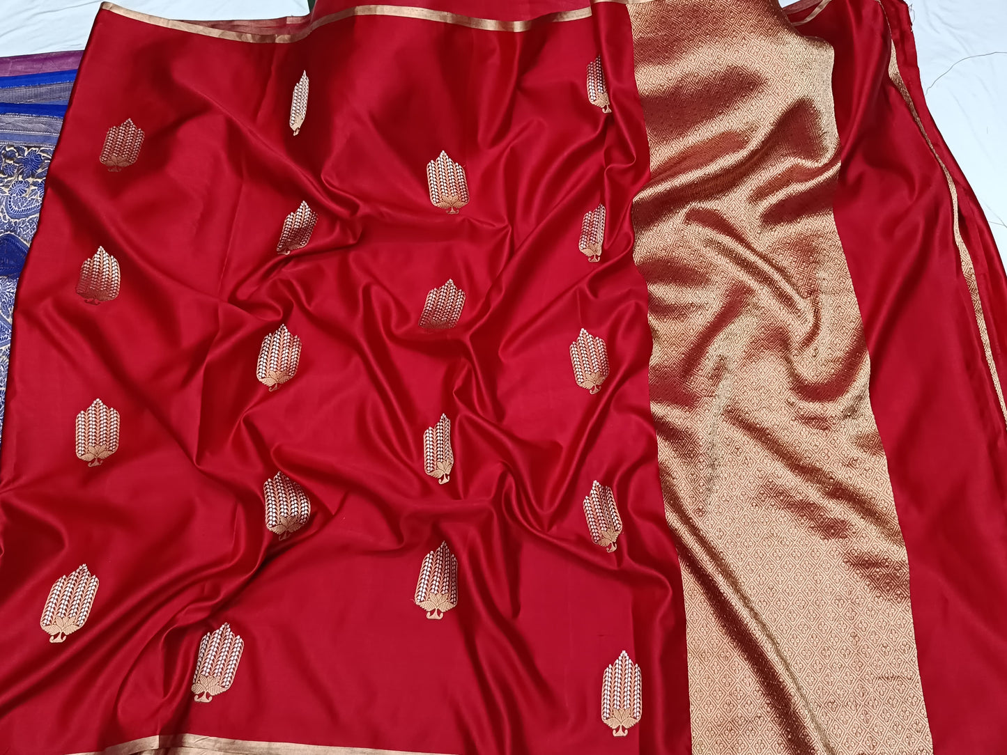 Red mashru silk saree- pre order