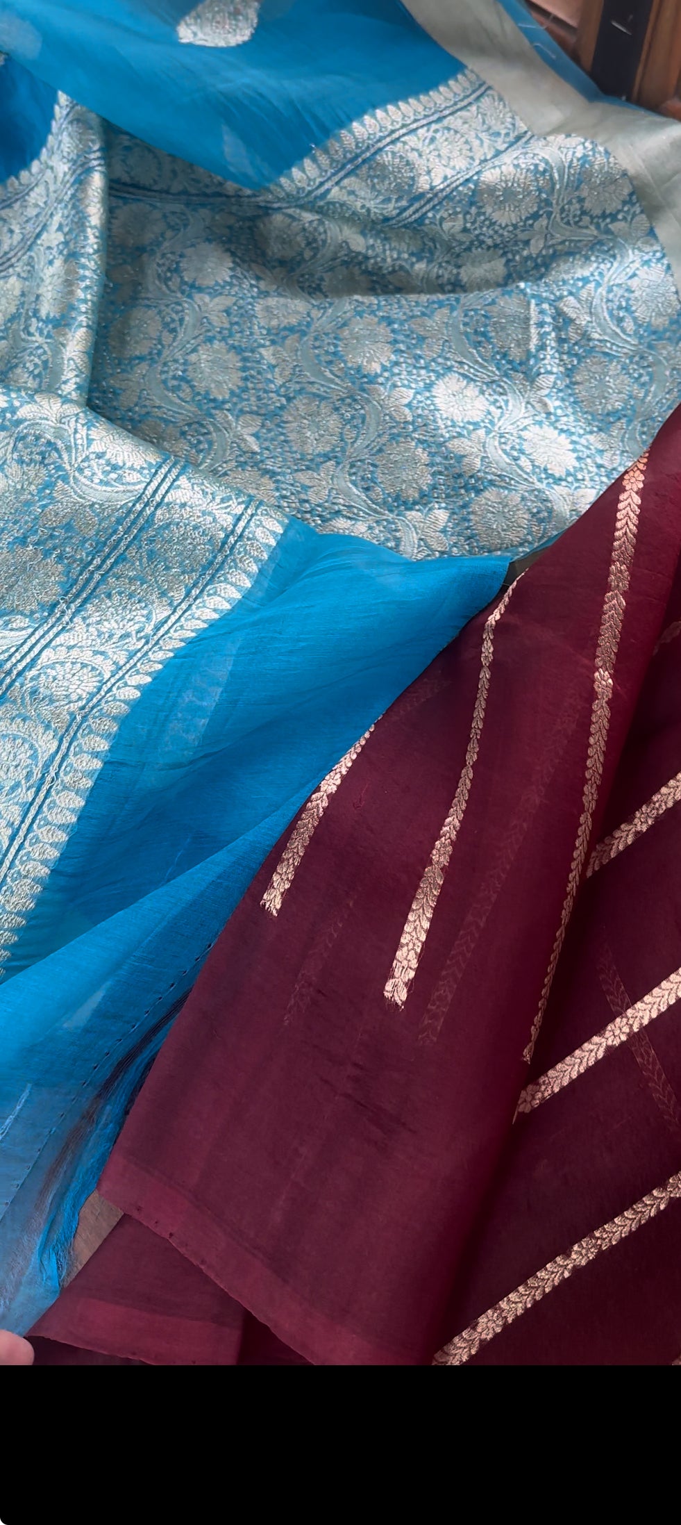 Blue Pure organza silk saree