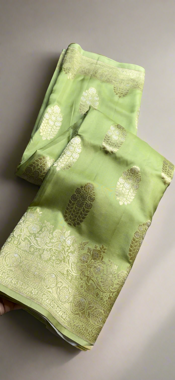 Pista green- Katan by Katan silk saree