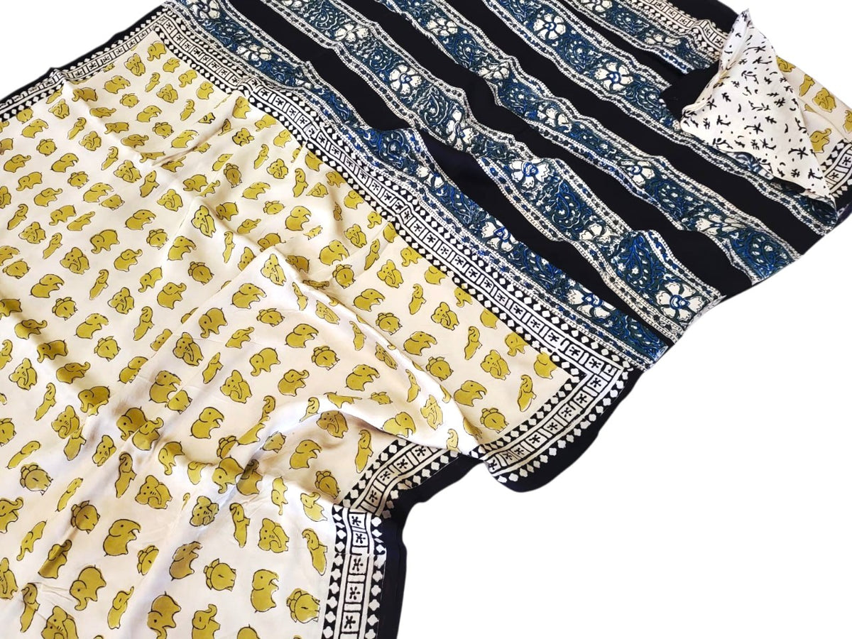 cute elephants pure silk saree