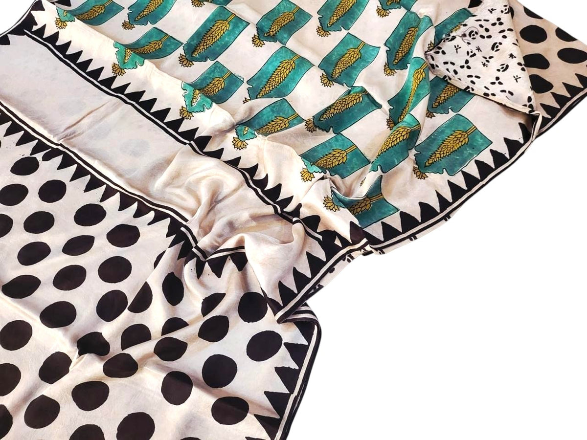 polka ajrak modal pure silk saree