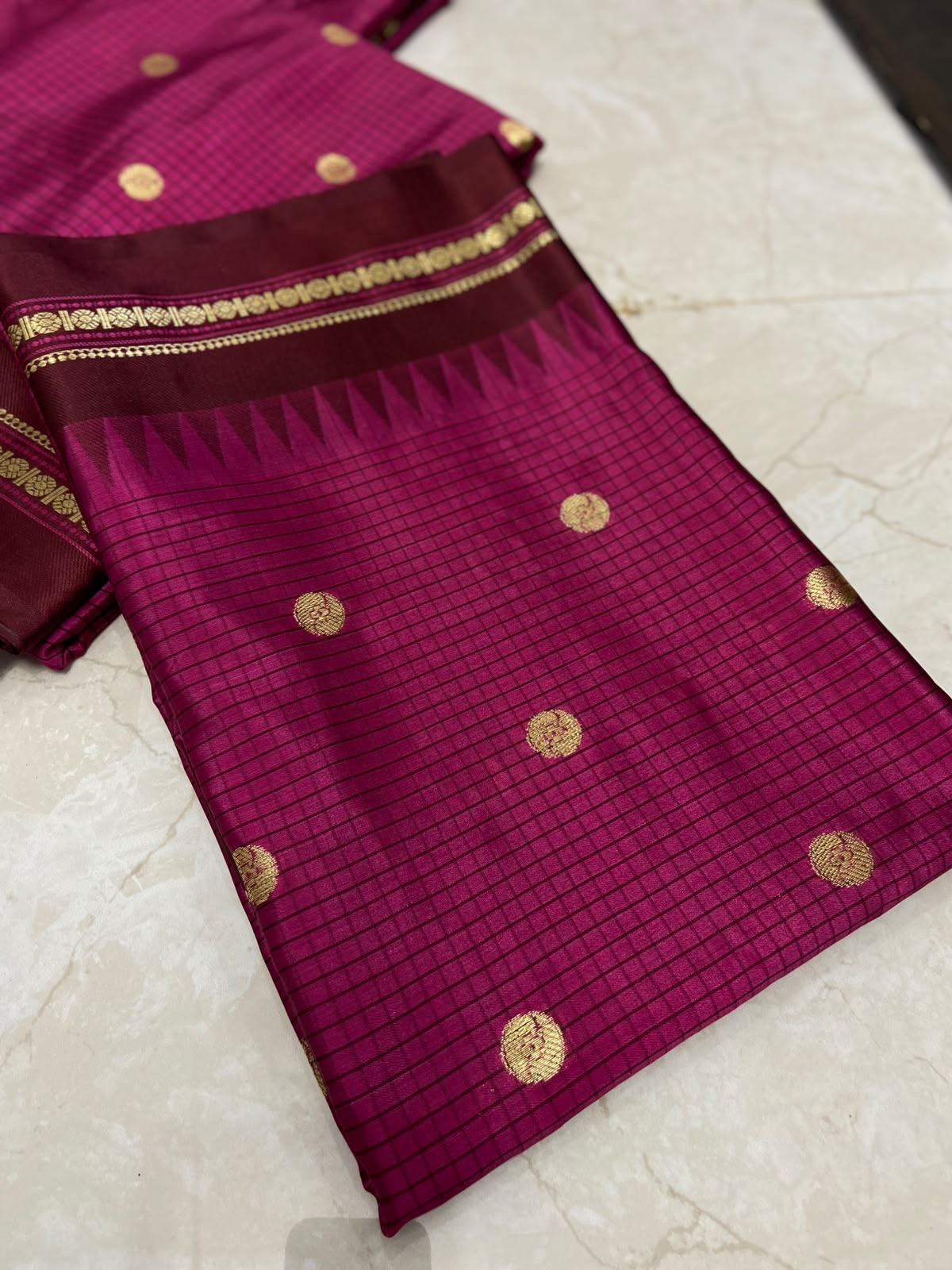 Magenta pink semi silk saree