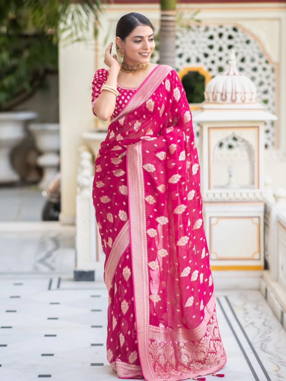 RANI PINK SOFT KHADDI GEORGETTE SAREE