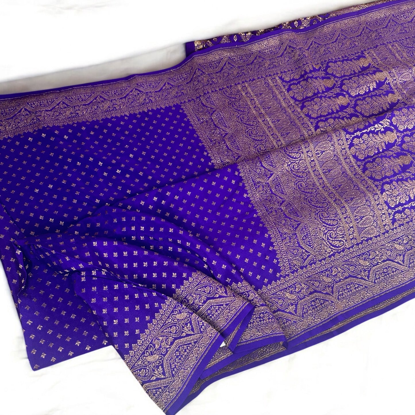 Purple pure crepe silk saree