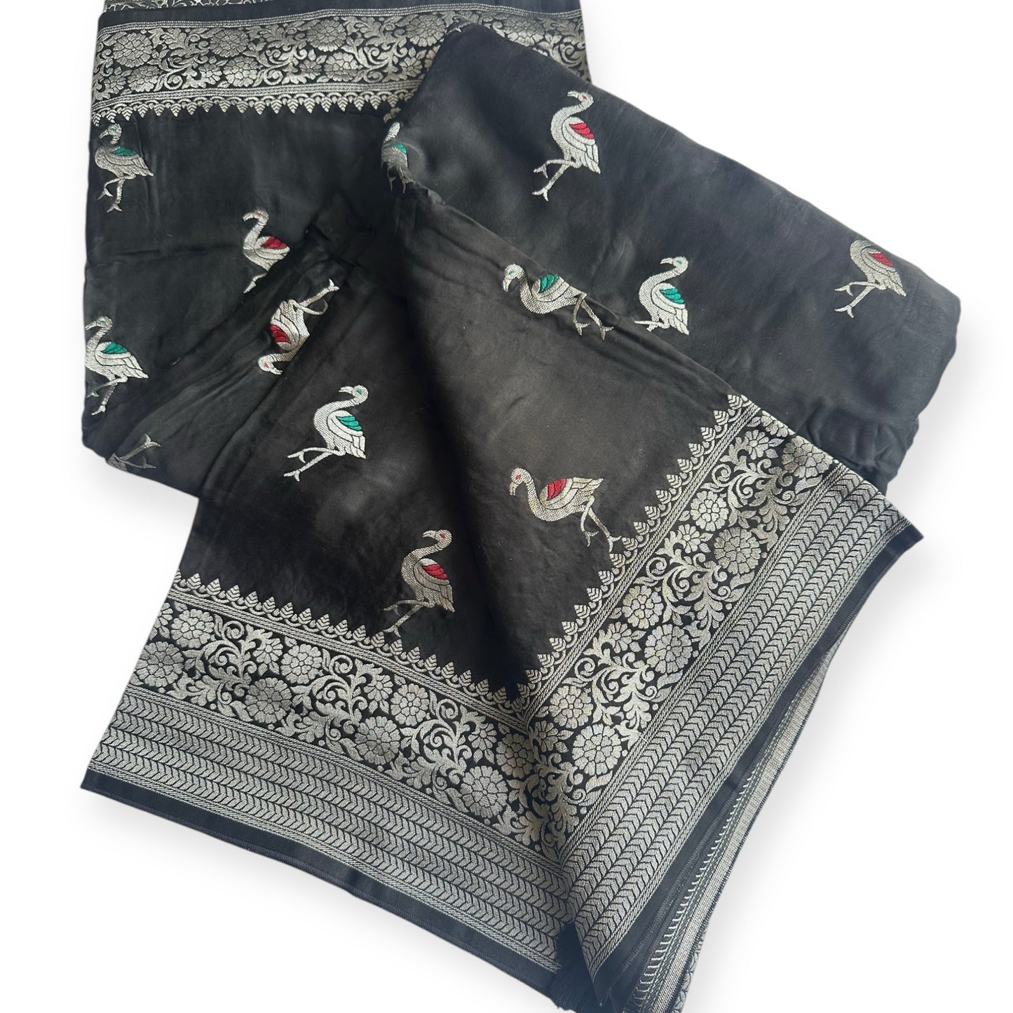 Black mashru satin silk saree