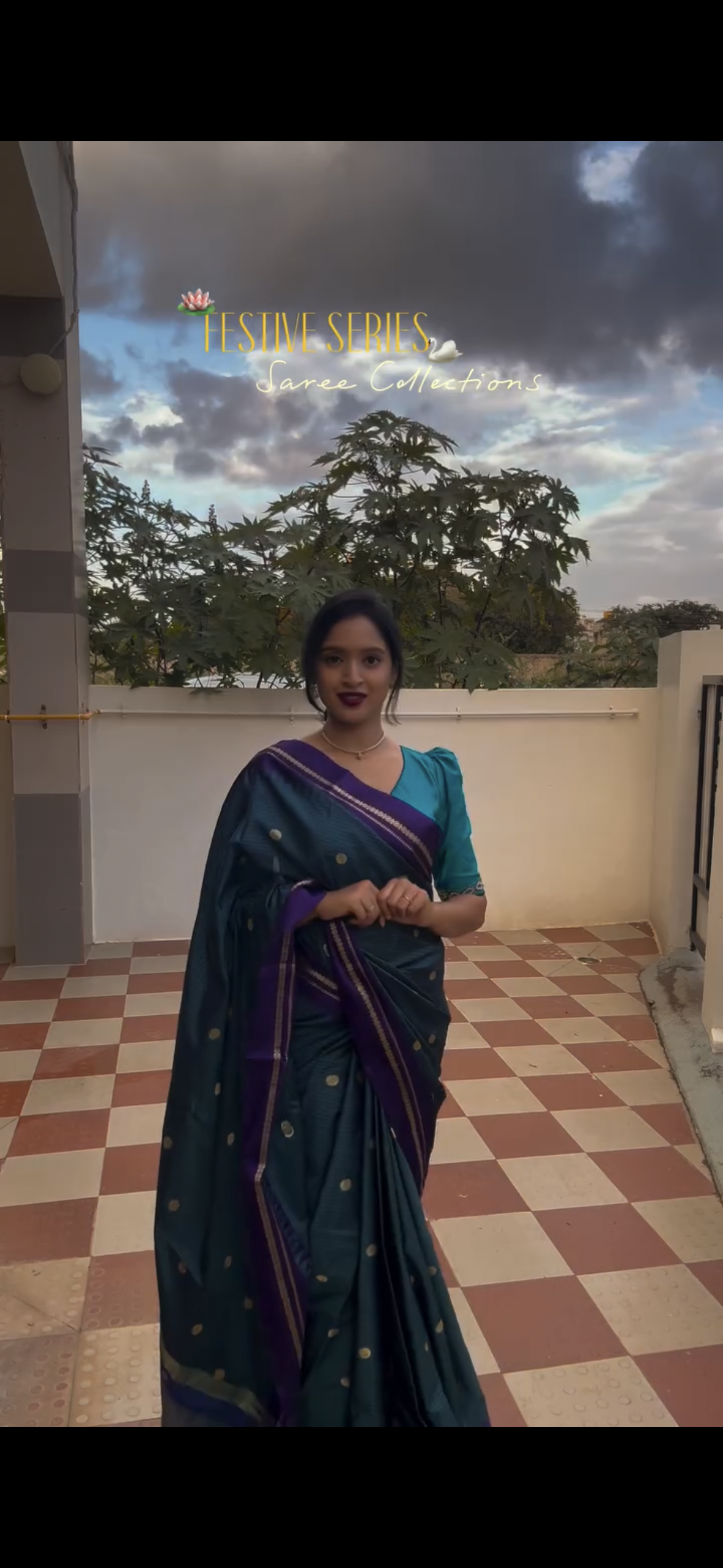 Peacock green semi silk saree