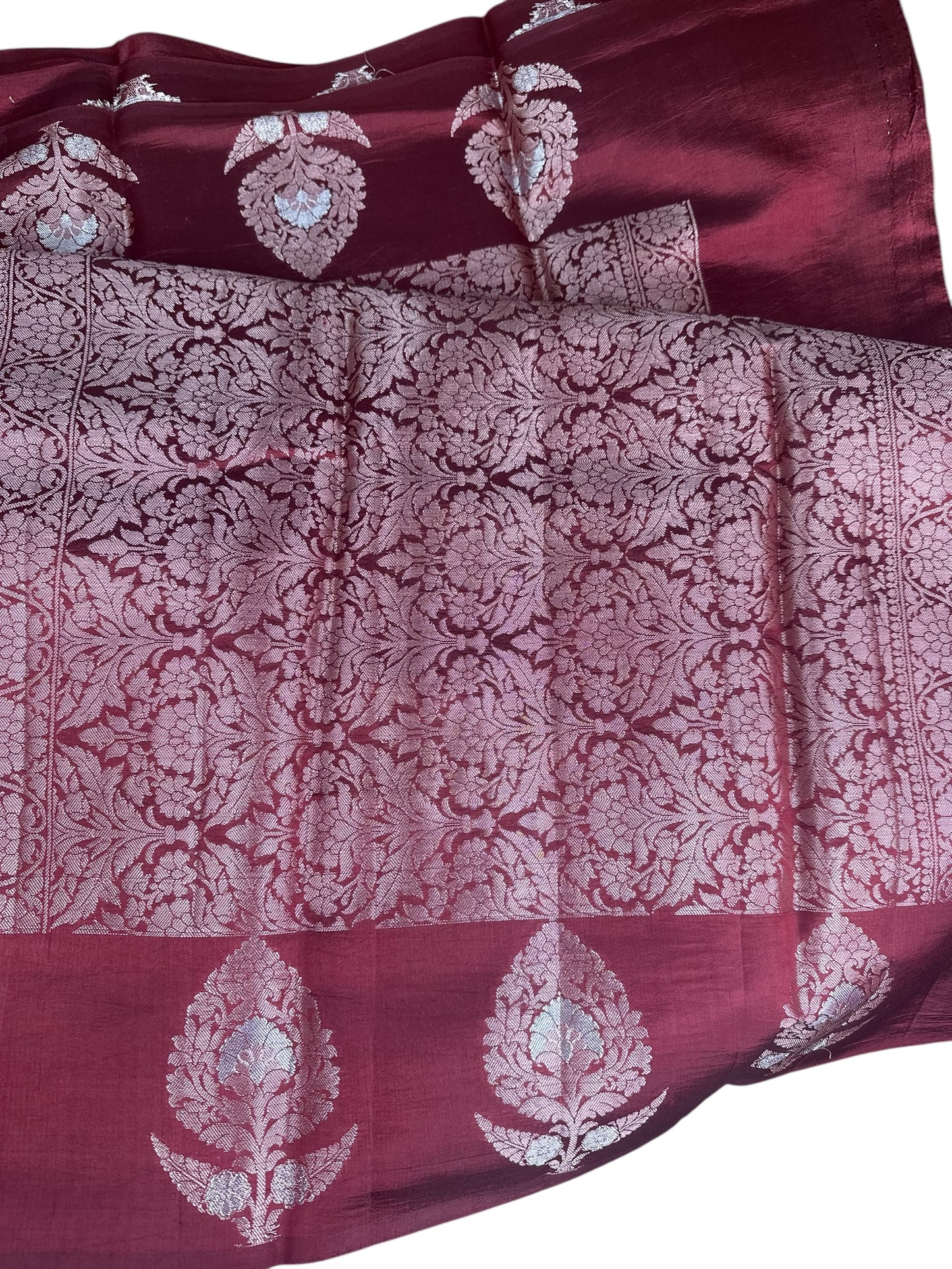 Maroon Raw mango pure silk saree