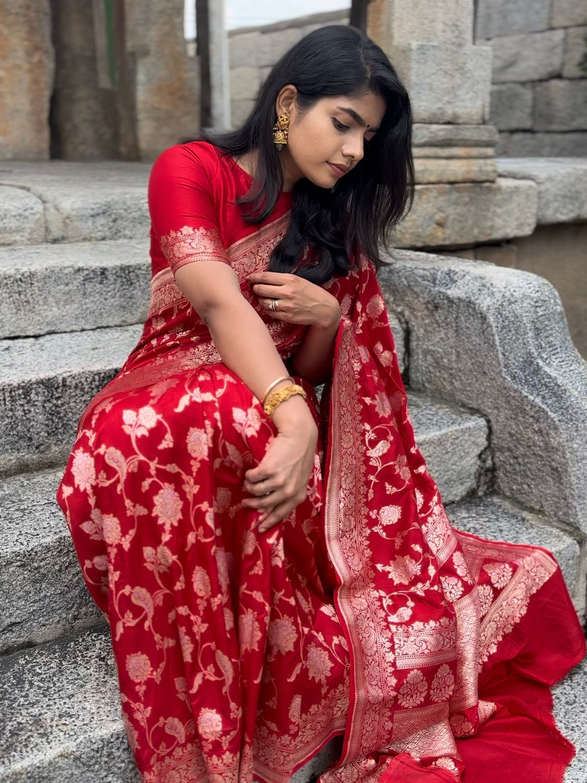 Red Nethra silk saree