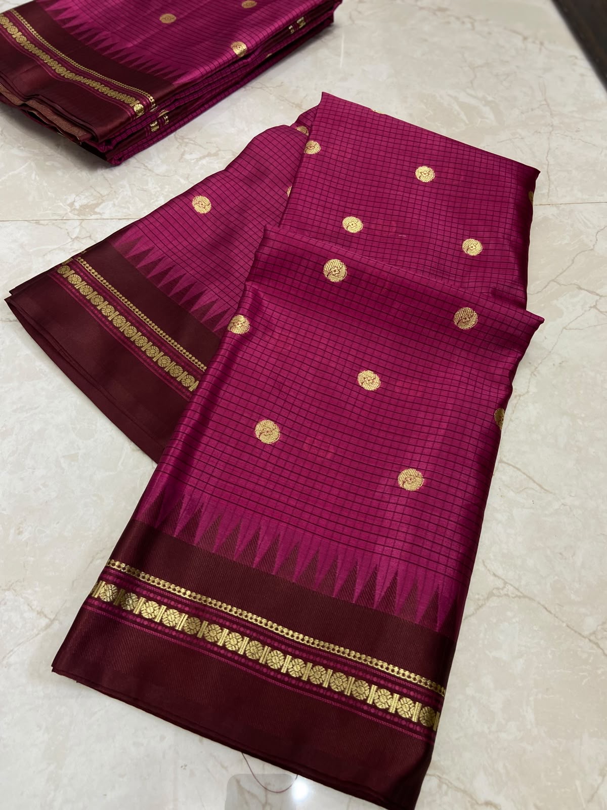 Magenta pink semi silk saree