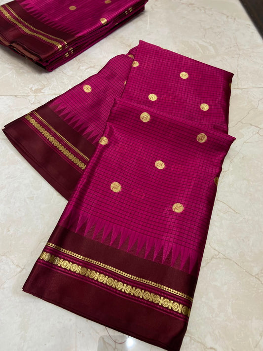 Magenta pink semi silk saree