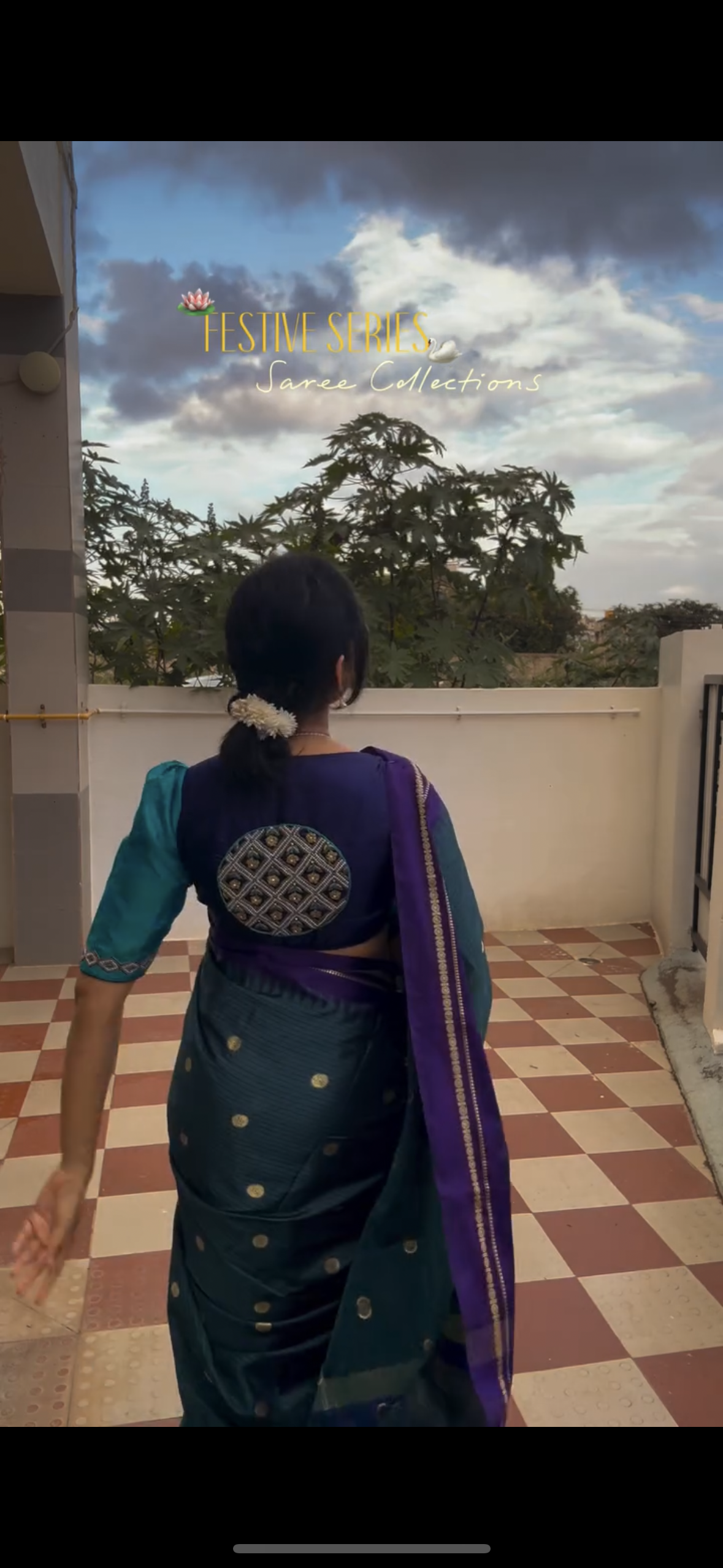 Peacock green semi silk saree