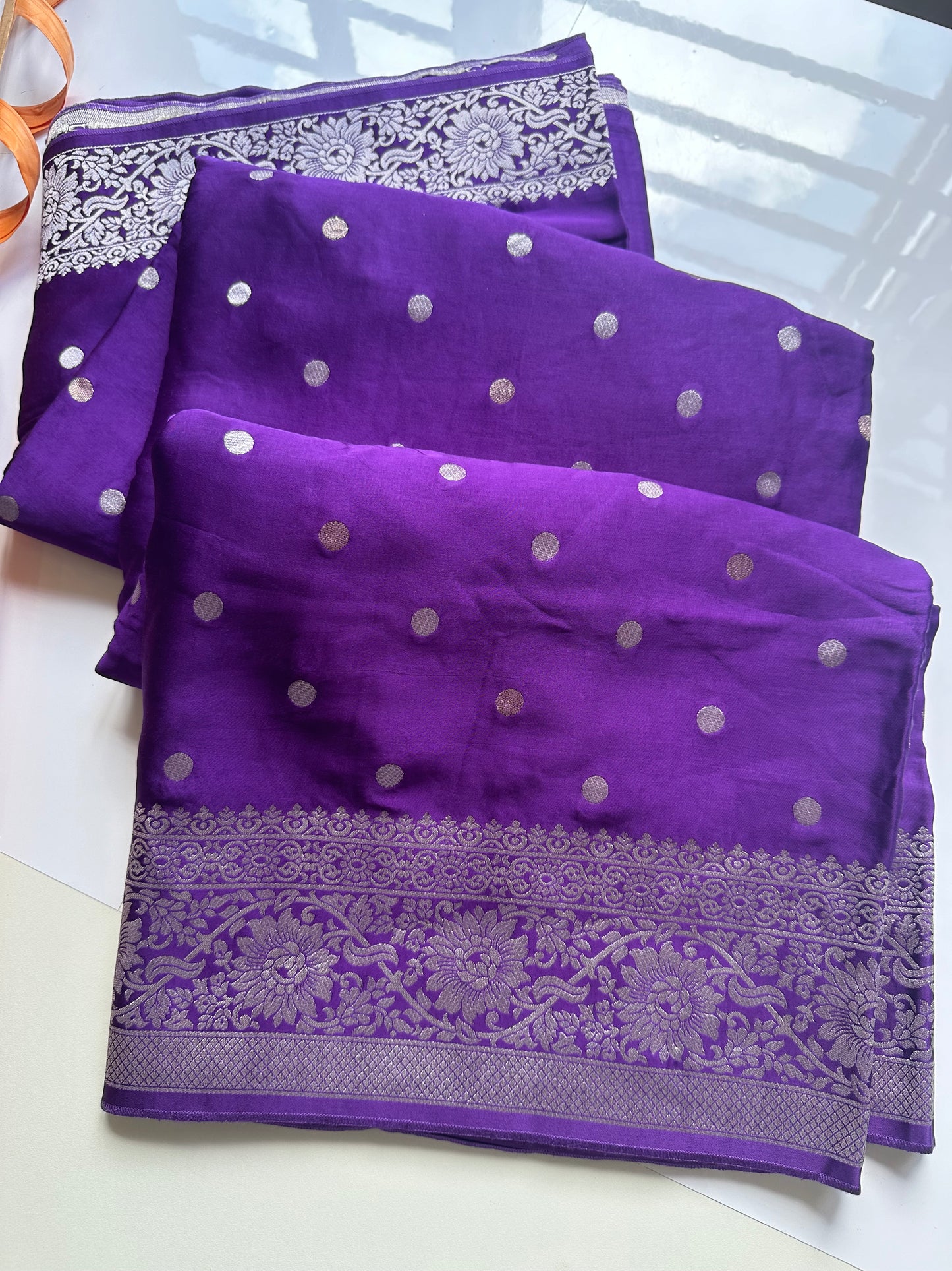 Purple mashru satin silk saree