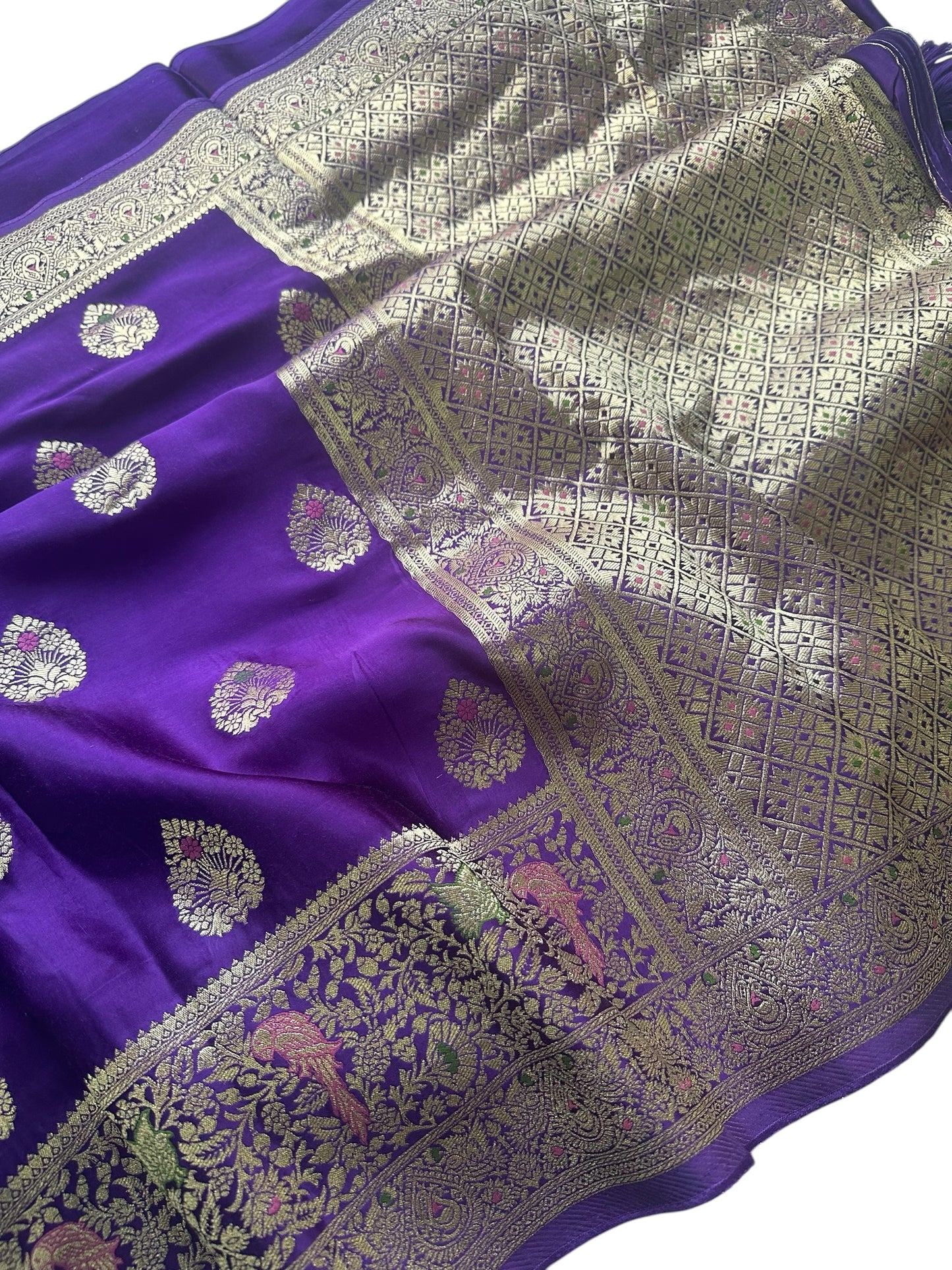 Purple mashru satin silk saree