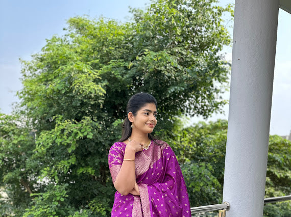 French violet netra crepe saree