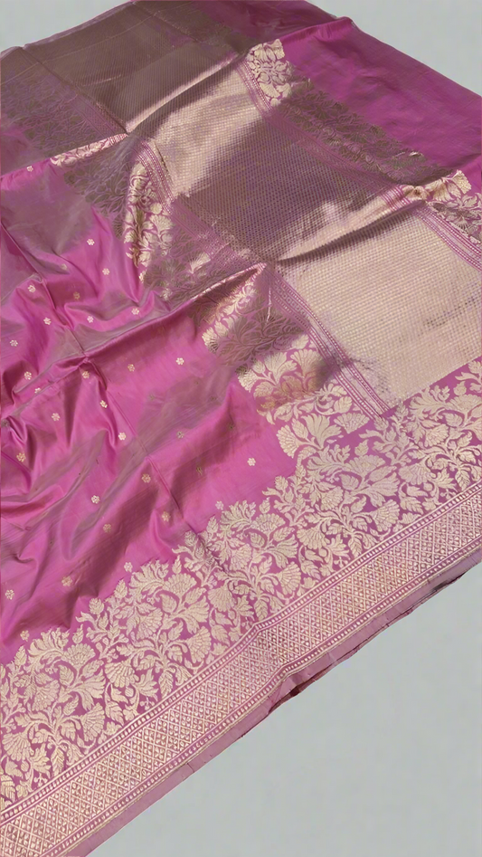 Pink pure Banarasi silk saree