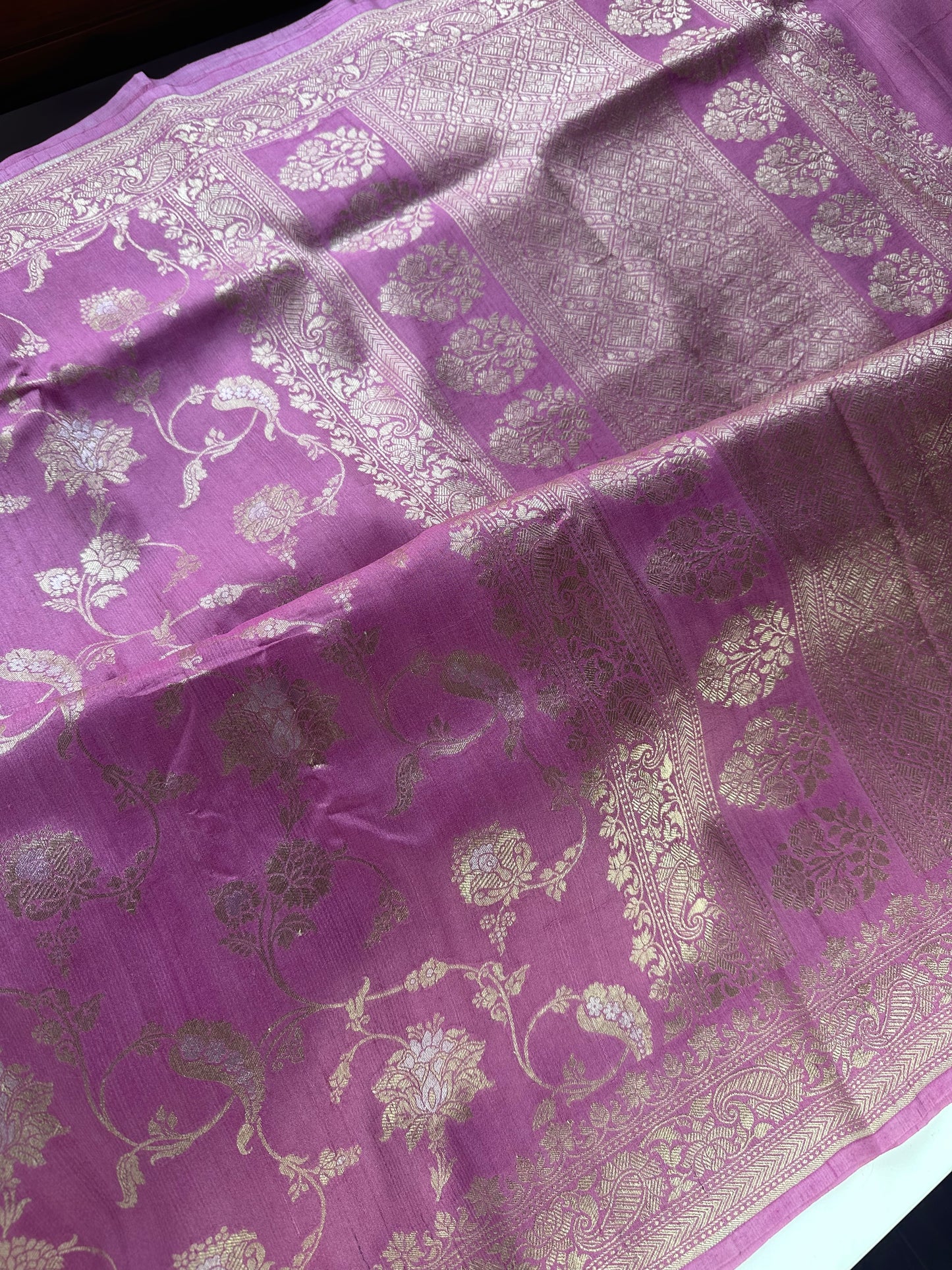 Pink pure tussar silk saree