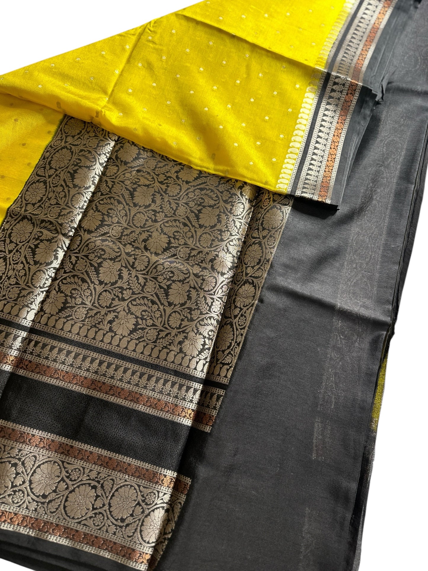 Yellow-black Soft Georgette saree