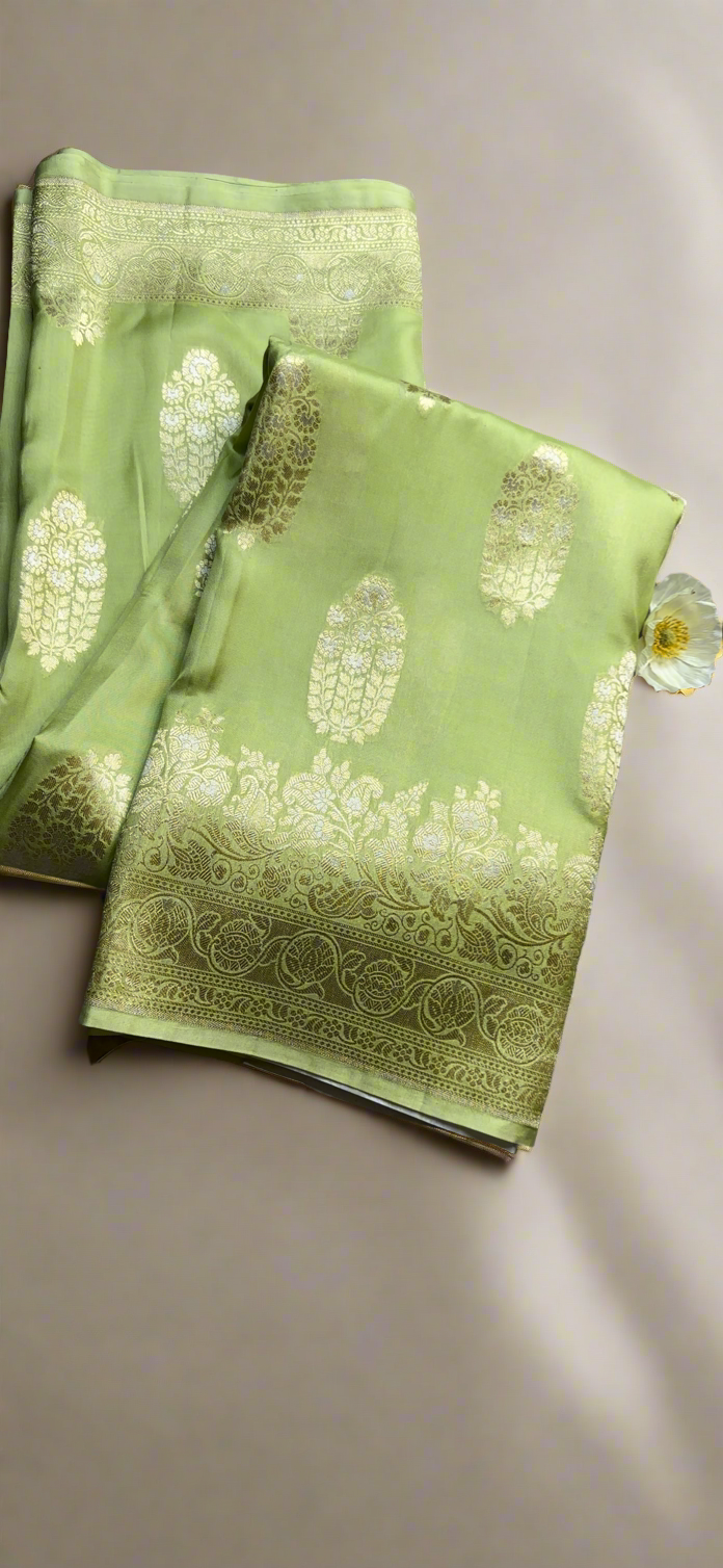 Pista green- Katan by Katan silk saree